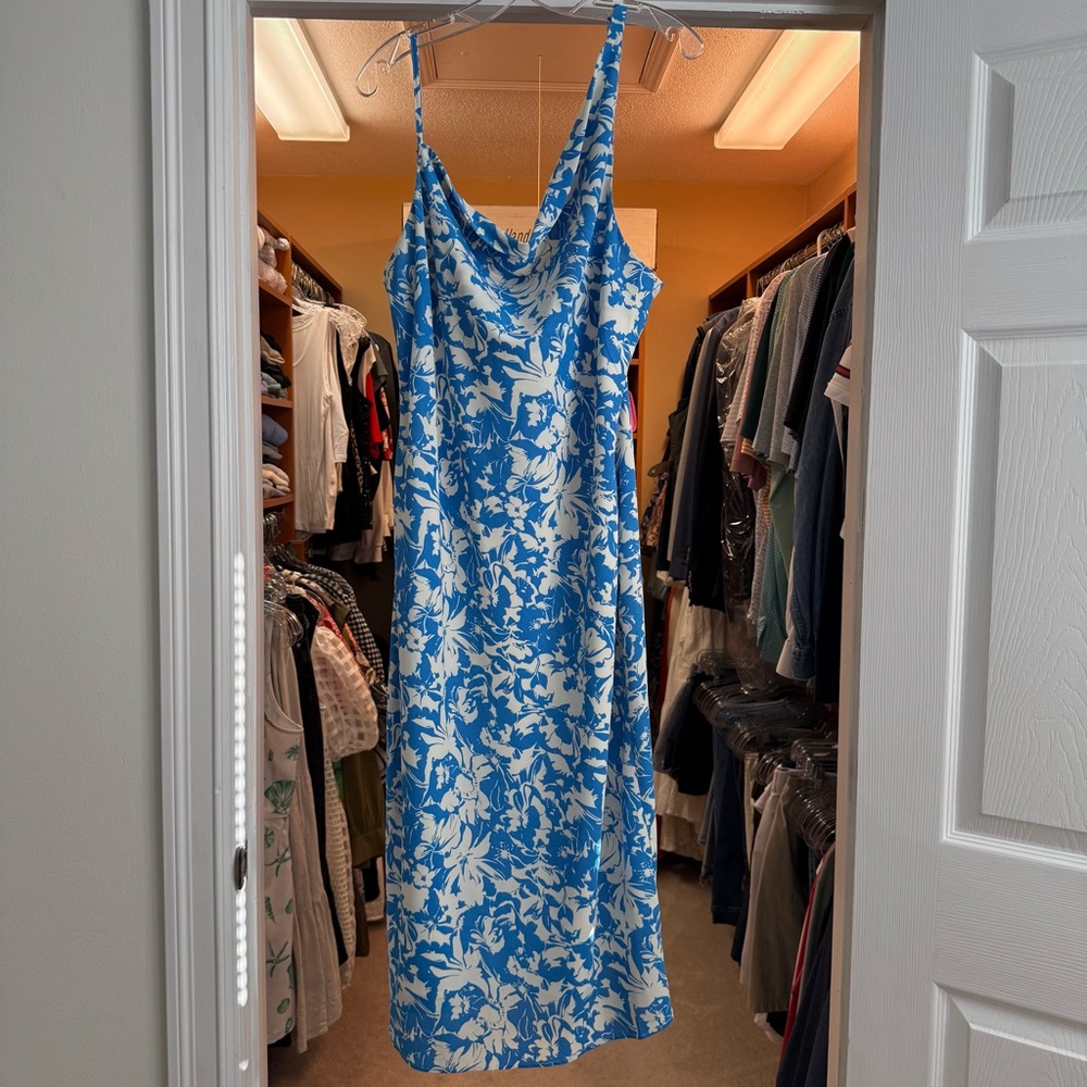 Petal & Pup Blue and White Floral Midi Dress